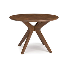Round Mid-Century Dining Table – Seats 4, Light Brown