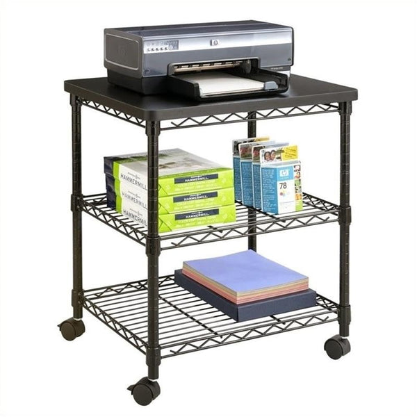 3-Tier Rolling Printer Cart Stand with Steel Shelves
