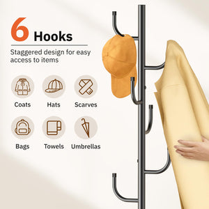 Heavy Duty Freestanding Coat Rack with Wood Base