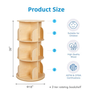 Rotating Corner Bookshelf – 2, 3 & 4-Tier Wood Bookcase