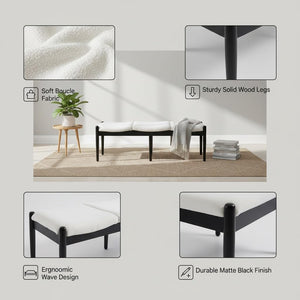 55 Inch Upholstered Ottoman Bench with Wood Legs