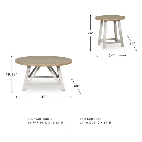 Casual Occasional Table Set of 3 – Antique White & Brown