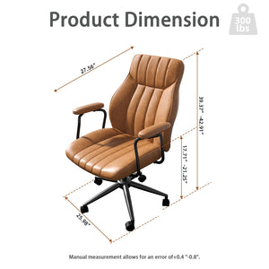 Leather Office Chair – Height Adjustable, Mid-Century Modern