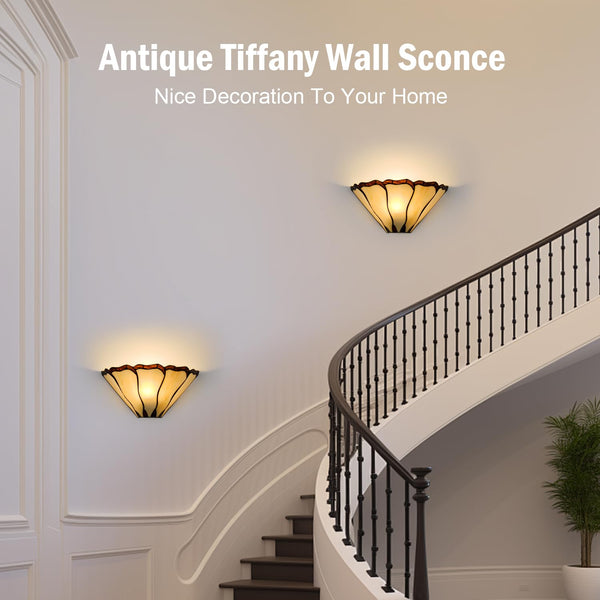 Tiffany Wall Sconce Stained Glass Hardwired – Mission Style