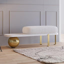 Upholstered Boucle Entryway Bench with Metal Legs