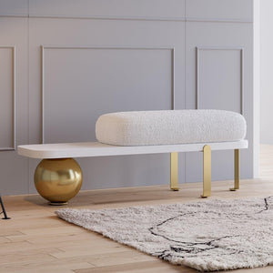 47.2" Boucle Upholstered Entryway Bench with Metal Legs
