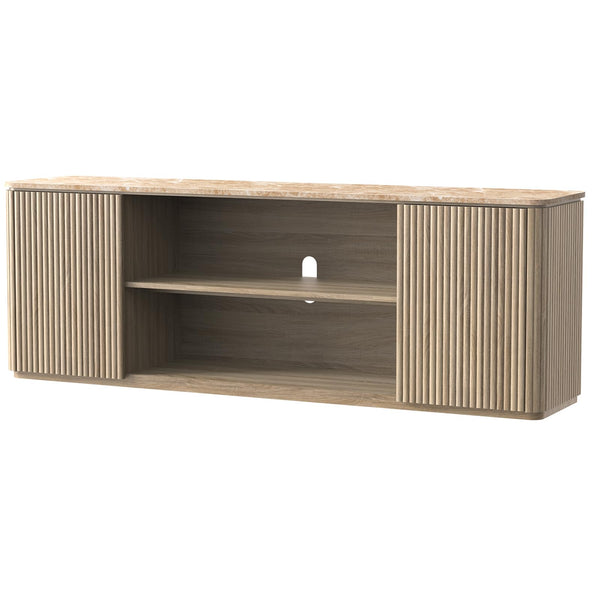 70" Fluted TV Stand with Faux Marble Top