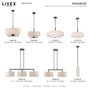 5-Light Triple Drum Pendant Light with Fabric Shade