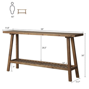 Reclaimed Wood Console Table with 2-Tier Storage