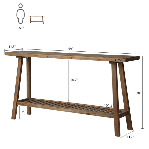 Reclaimed Wood Console Table with 2-Tier Storage