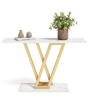43" Console Table – White & Gold