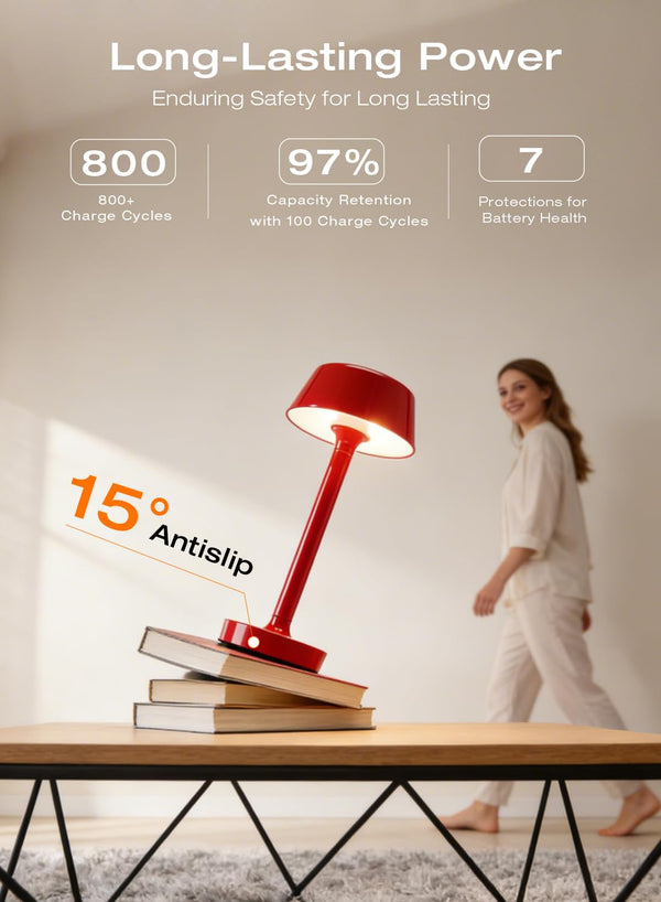 Cordless Rechargeable LED Table Lamp with Touch Dimming