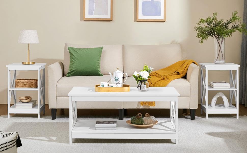 3-Piece Living Room Table Set – Coffee Table & 2 End Tables