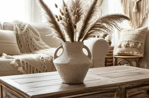 Paper Mache Amphora Vase with Handles – 14 Inch, White