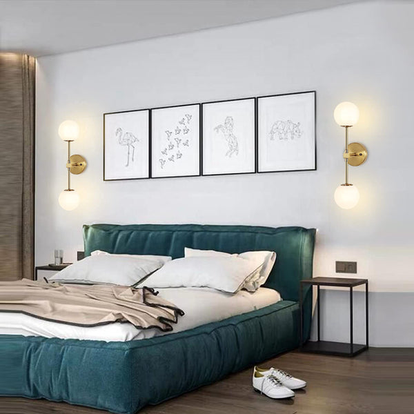Modern Globe Glass Wall Sconce with Brass Finish