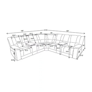 Reclining Sectional Sofa with Cup Holders & Storage