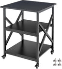 3-Tier Large Printer Stand with Height-Adjustable Shelf & Rolling Casters