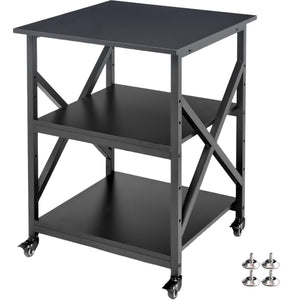 3-Tier Rolling Printer Stand with Adjustable Shelf