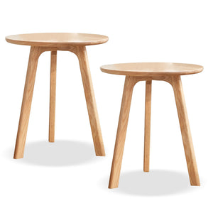 Solid Oak Round Side Table & Nightstand