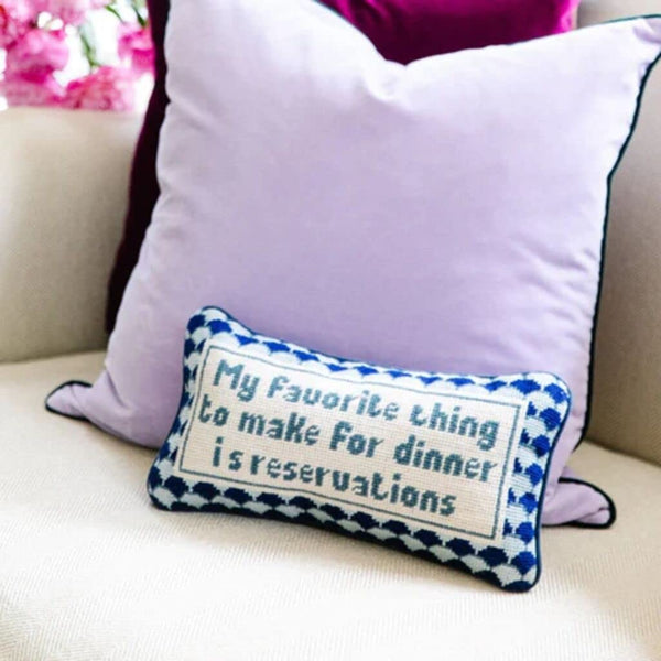 Needlepoint Decorative Throw Pillow – Blue, 8" x 14"