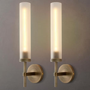 Hardwired Frosted Glass Black Wall Sconce