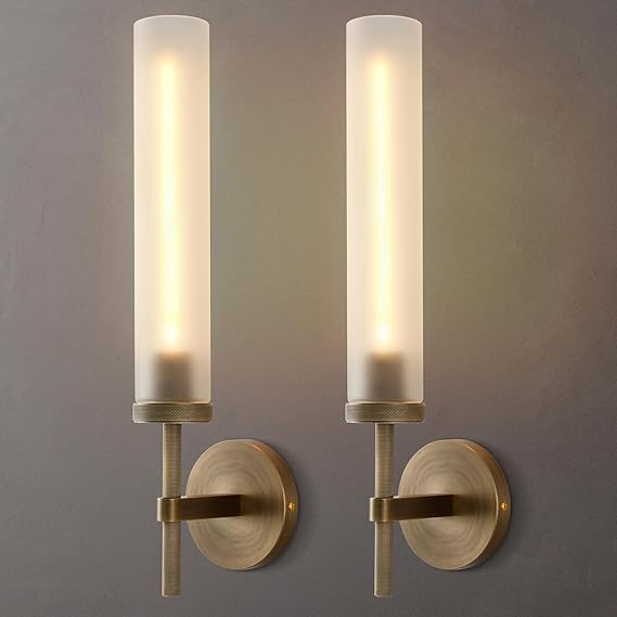 Hardwired Frosted Glass Black Wall Sconce