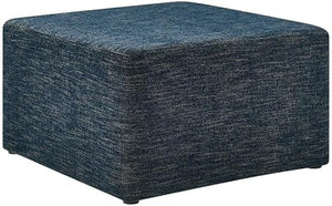 Square Upholstered Ottoman with Velvet Fabric & Wood Legs