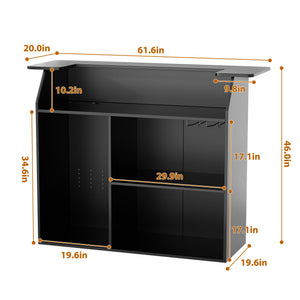 Home Bar Cabinet with Mini Fridge Space, Power Outlet & Wine Glass Holder