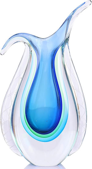 Hand Blown Glass Vase – Murano Style Ellipse Flower Vase