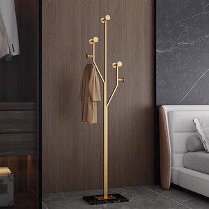 Metal Coat Rack with Marble Base — Freestanding Hook Stand
