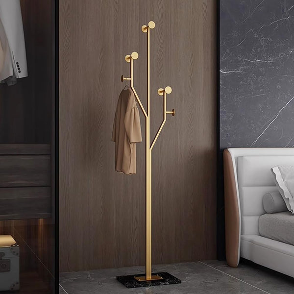 Metal Coat Rack with Marble Base — Freestanding Hook Stand
