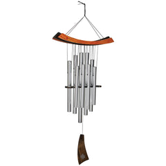 34-Inch Healing Wind Chimes – Silver Aluminum Outdoor Decor