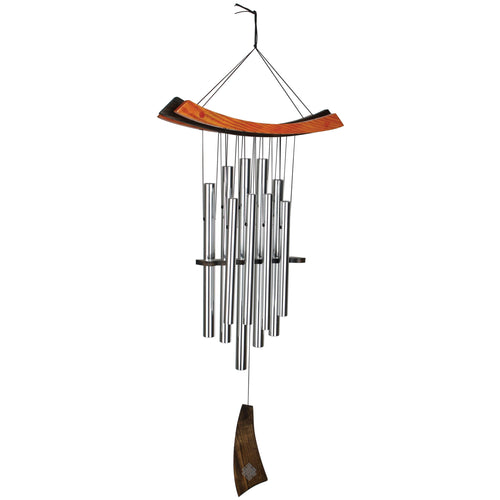 34-Inch Healing Wind Chimes – Silver Aluminum Outdoor Decor