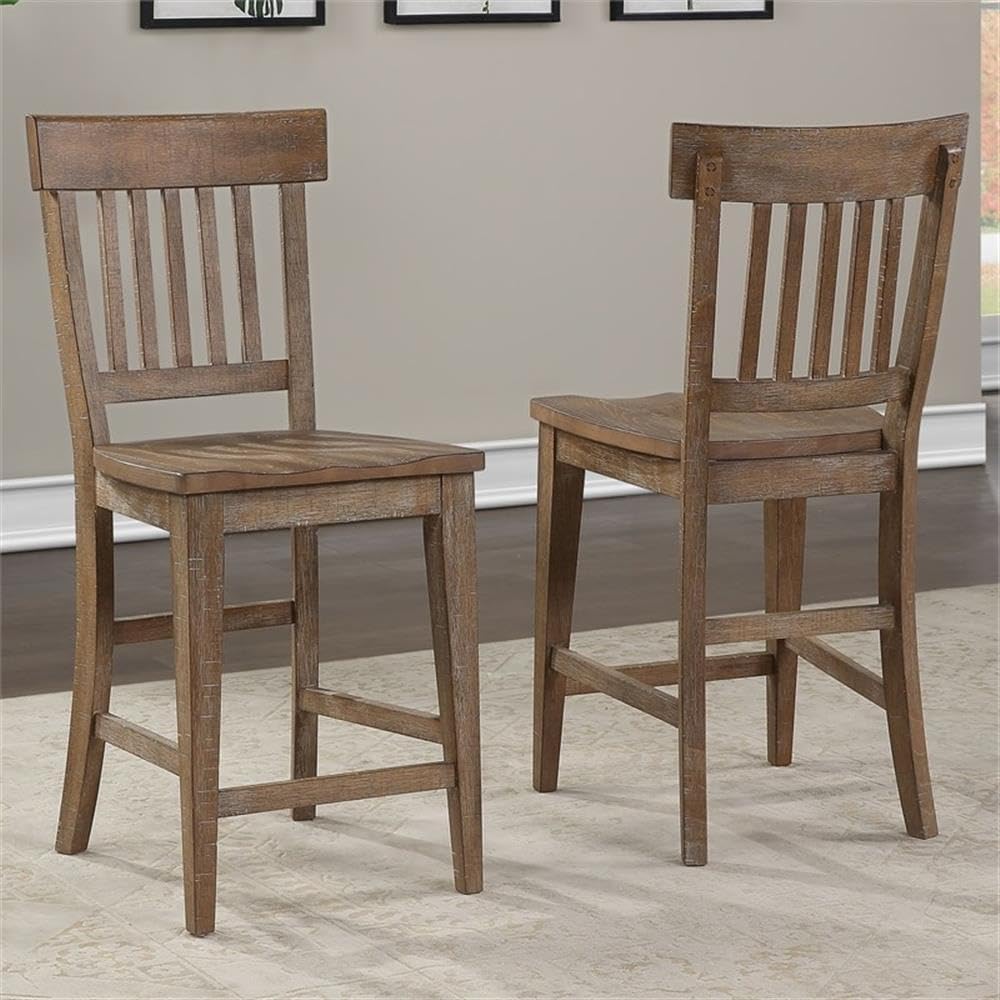 Counter Height Dining Set with Extendable Table and Rustic Chairs