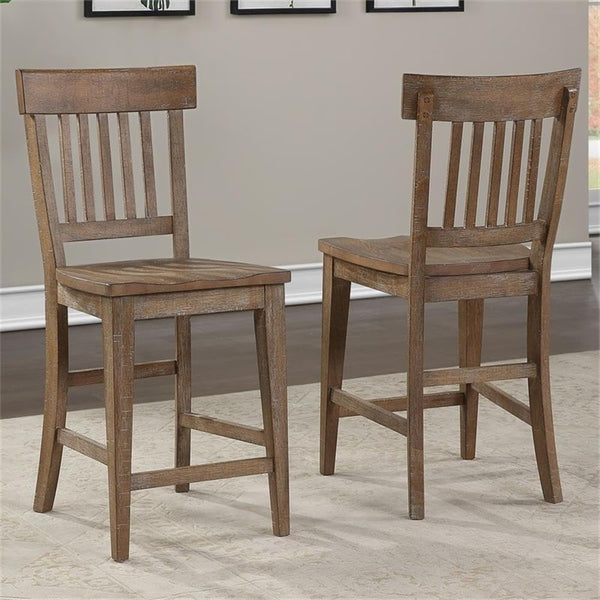 Counter Height Dining Set with Extendable Table and Rustic Chairs