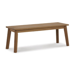 Outdoor Acacia Wood Dining Bench – Slatted Patio Seat, Light Brown