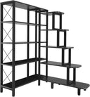 Industrial 5-Tier Corner Ladder Bookshelf