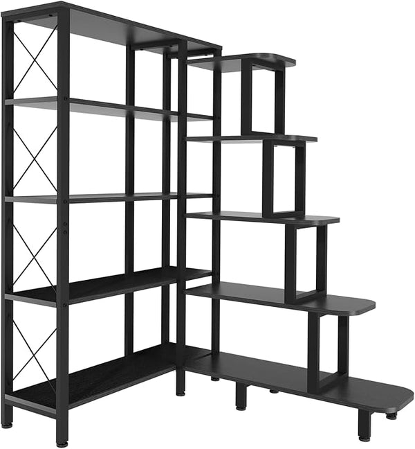 Industrial 5-Tier Corner Ladder Bookshelf