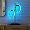 Saturn LED Table Lamp with 2 Ring Lights - Brass