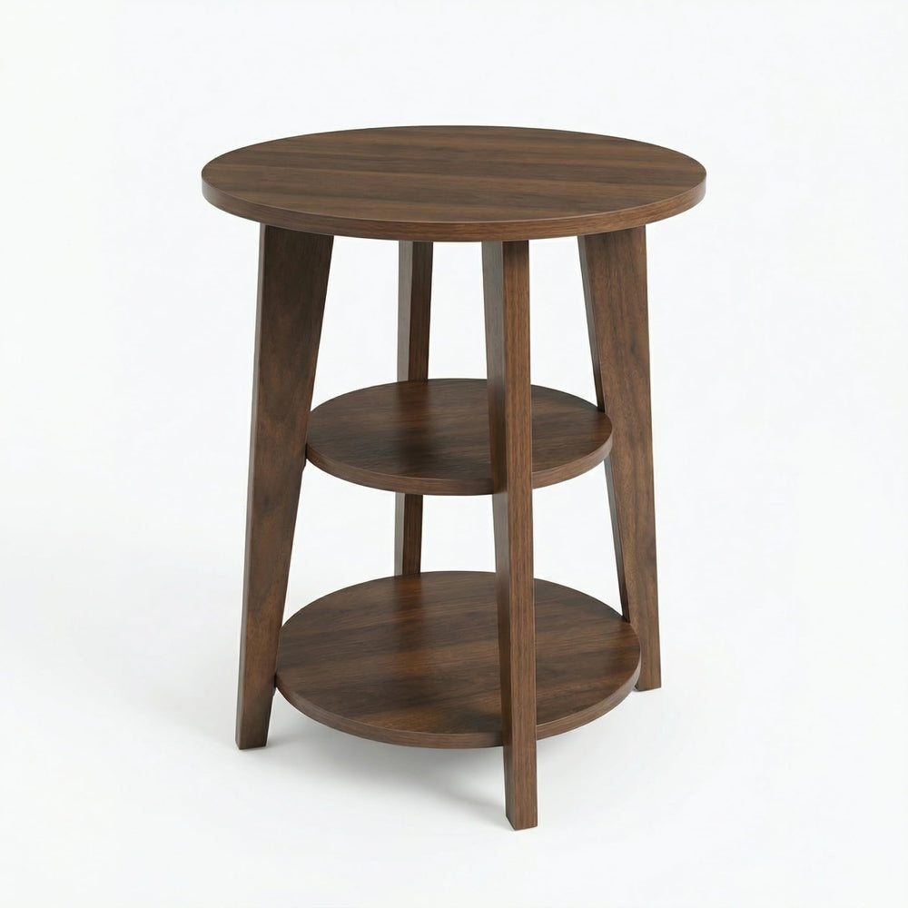 3-Tier Round Side Table with Storage Shelves