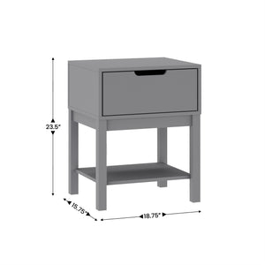 Kids Wood Nightstand with Drawer and Open Shelf