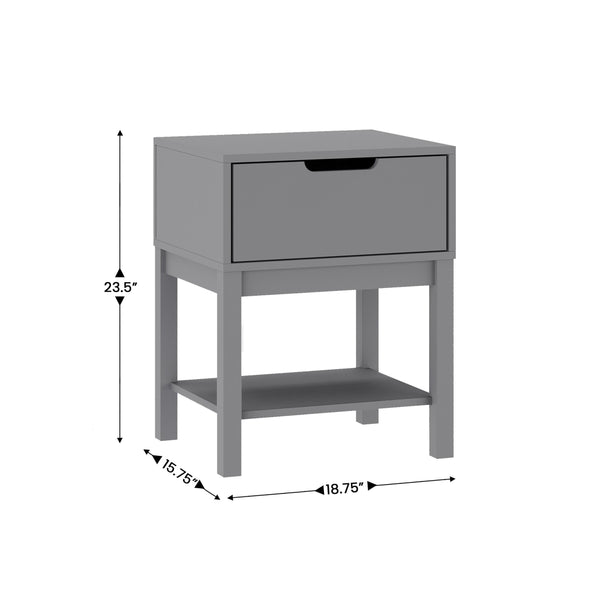 Kids Wood Nightstand with Drawer and Open Shelf