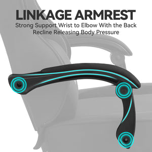 Ergonomic Gaming Chair with Pocket Spring Cushion, 350 lb Capacity, 150° Recline, Lumbar Support