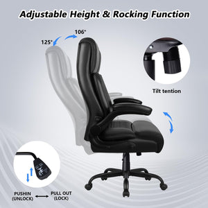 Big & Tall Ergonomic Leather Office Chair with Lumbar Support