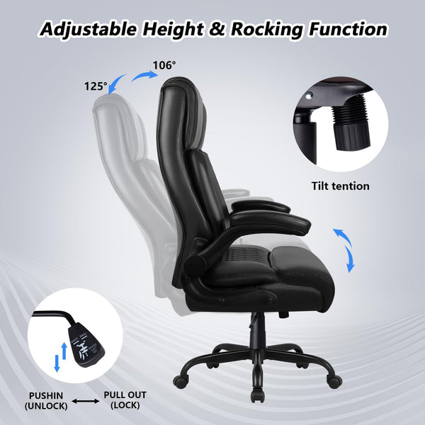 Big & Tall Ergonomic Leather Office Chair with Lumbar Support