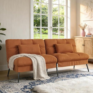 Convertible Futon Sofa Bed with Adjustable Backrest