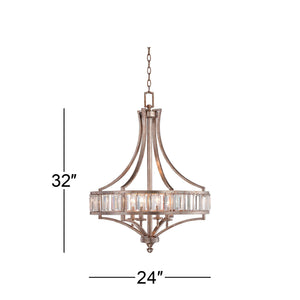 Art Deco Crystal Chandelier – 4-Light Silver Ceiling Fixture