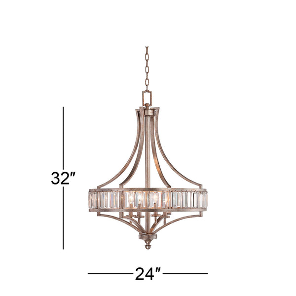 Art Deco Crystal Chandelier – 4-Light Silver Ceiling Fixture