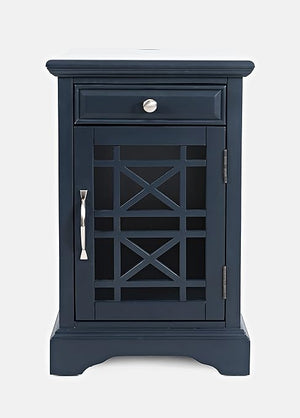 Farmhouse End Table with USB Charging Station – Narrow Nightstand for Bedroom & Living Room