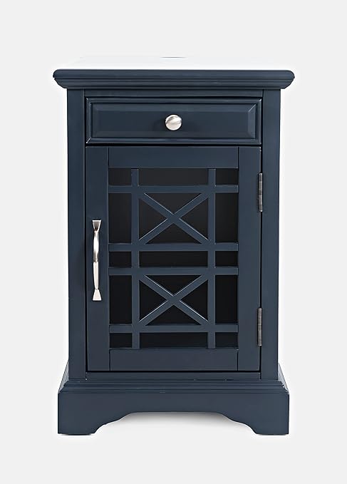 Farmhouse End Table with USB Charging Station – Narrow Nightstand for Bedroom & Living Room